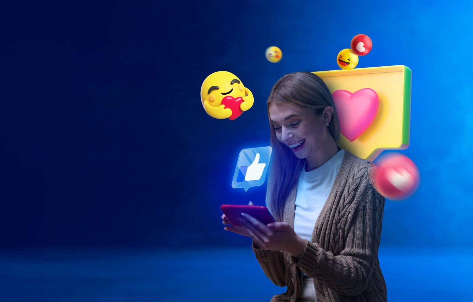 view 3d emoticons coming out screen electronic device scaled