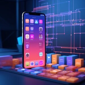Mobile app developer designing and coding a
